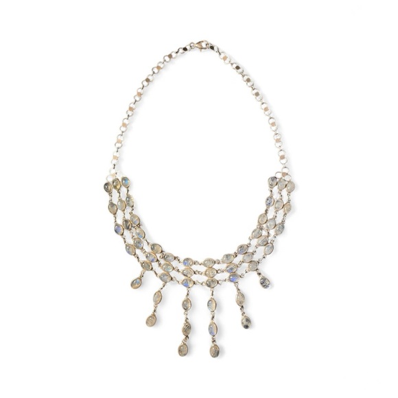 Vintage Sterling Silver Rainbow Moonstone Necklace - Picture 8 of 9